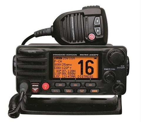 Standard Matrix AIS-GPS Black 25W Fixed Mount VHF